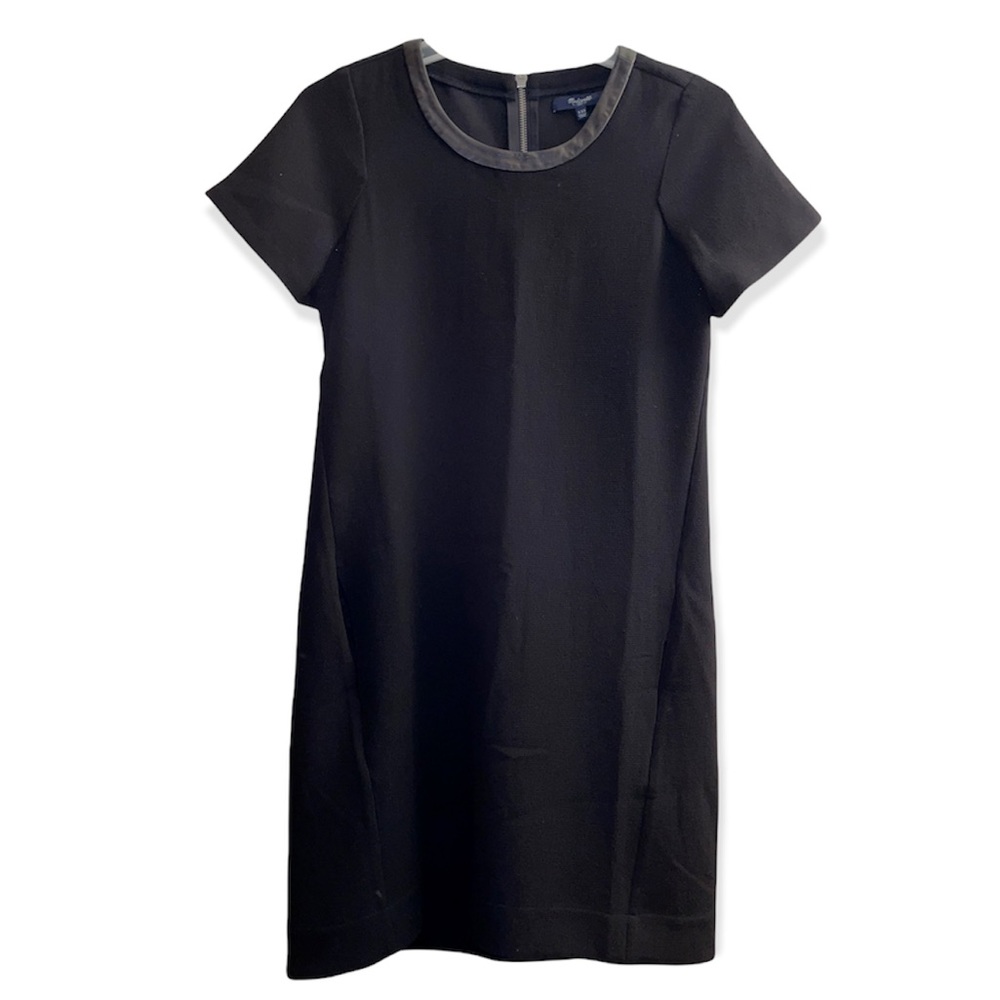 Madewell | Black Shift Dress Leather Neckline | XXS